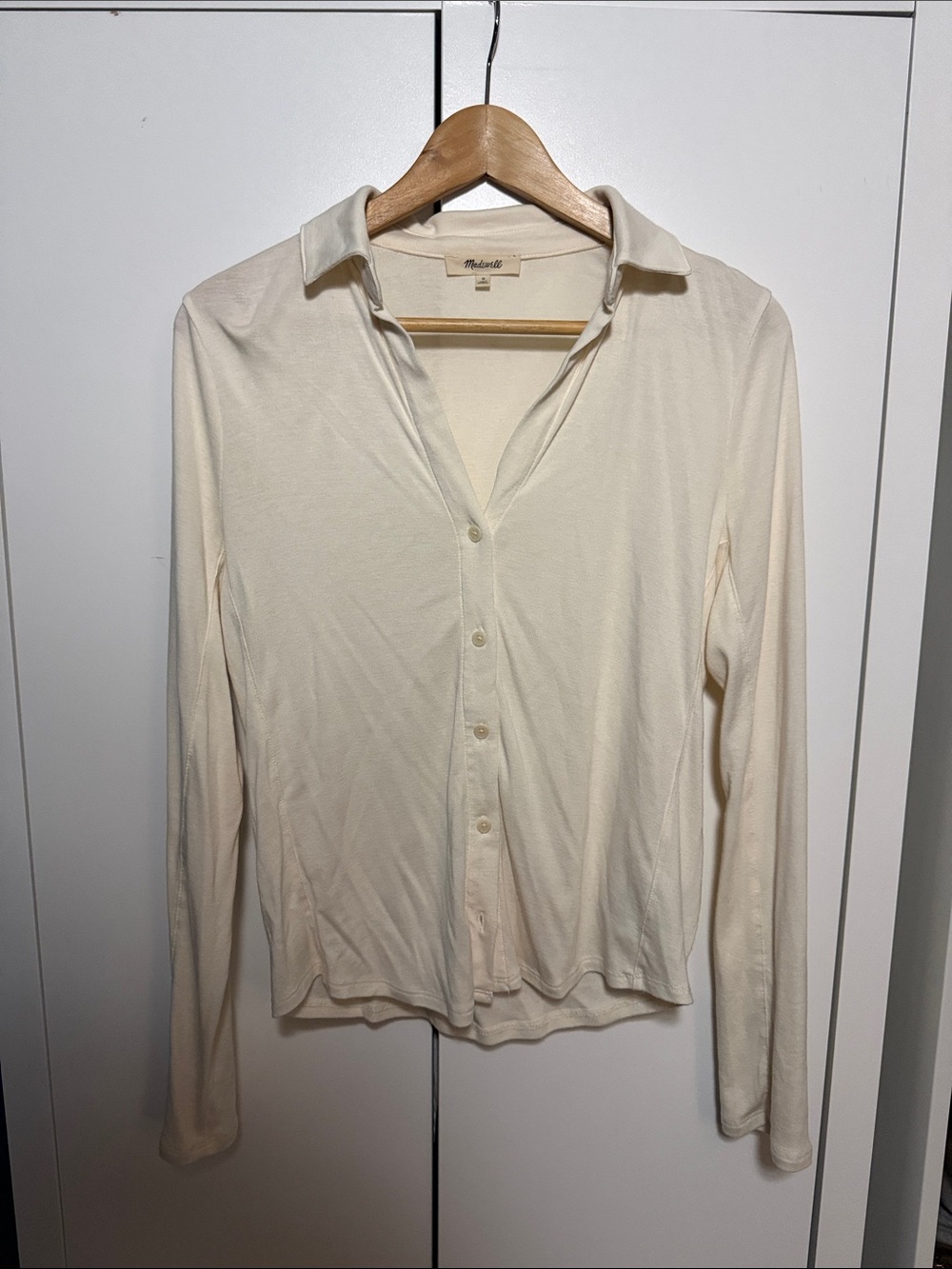 Madewell Cream Button-Down Long Sleeve Shirt
